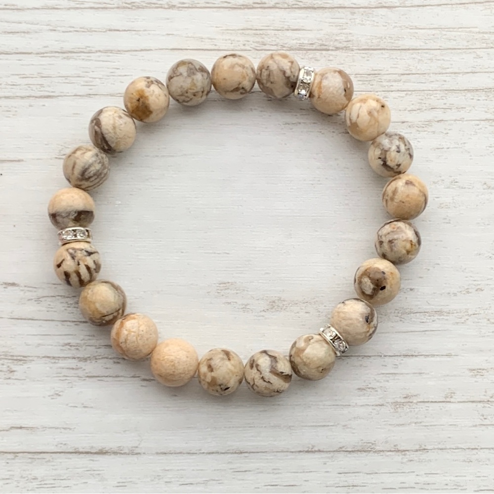 Beaded gemstone crystal bracelet